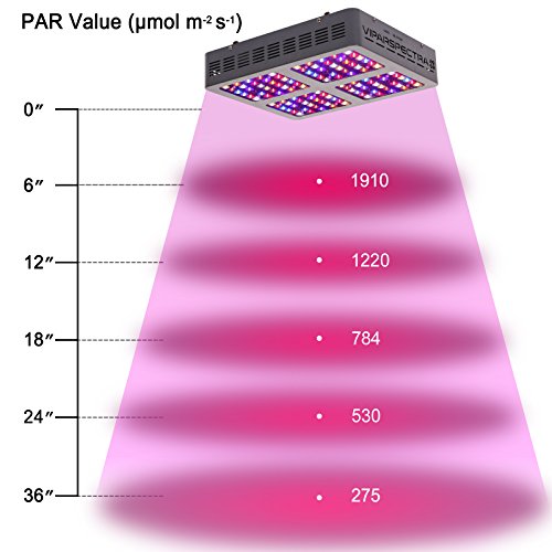 PAR values of VIPARSPECTRA V600 light at different heights